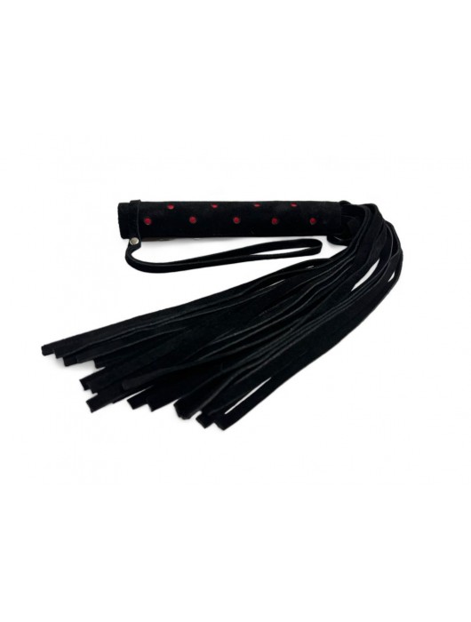 Черная замшевая плеть с красными точками на рукояти Red dot Princess - 43 см. - БДСМ Арсенал - купить с доставкой в Уссурийске