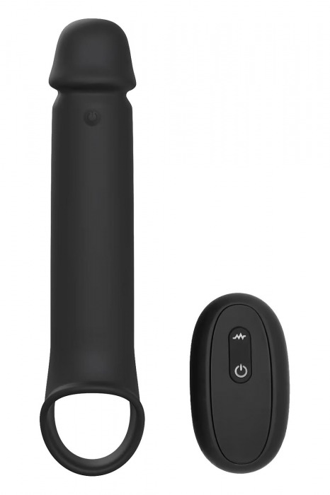 Черная насадка-удлинитель с вибрацией Vibrating Extender With Remote - Dream Toys - в Уссурийске купить с доставкой