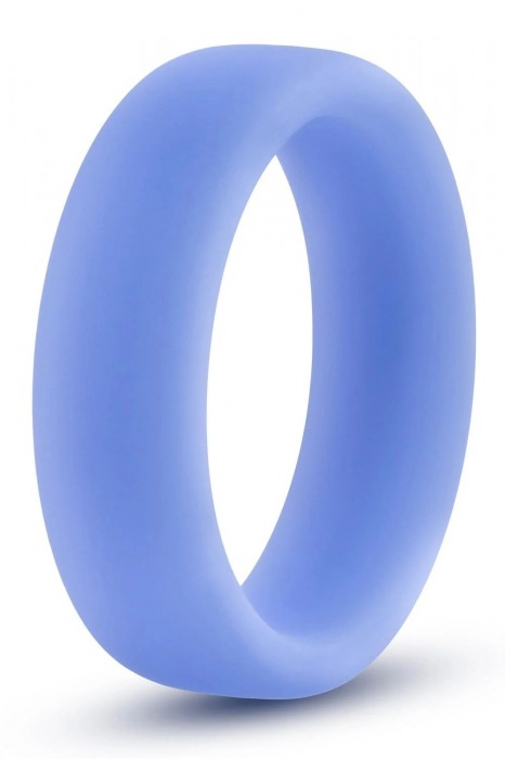 Голубое люминесцентное кольцо Silicone Glo Cock Ring - Blush Novelties - в Уссурийске купить с доставкой