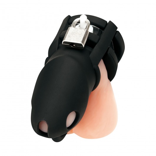 Черная клетка для пениса Silicone Small 2 in Cock Cage With Ball Divider - BlueLine - купить с доставкой в Уссурийске