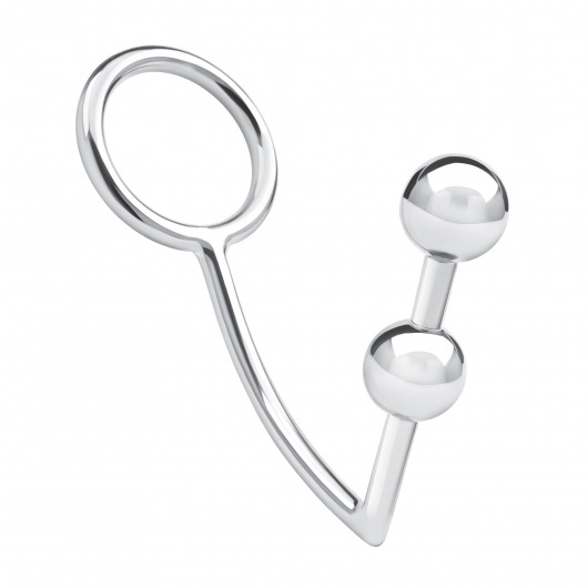 Кольцо на пенис с анальным стимулятором Two Bead Stainless Steel Anal Hook   Cock Ring - BlueLine - в Уссурийске купить с доставкой
