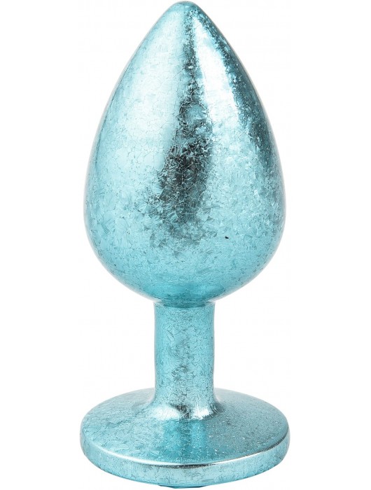 Голубая алюминиевая анальная пробка с кристаллом - 6 см. - Kanikule