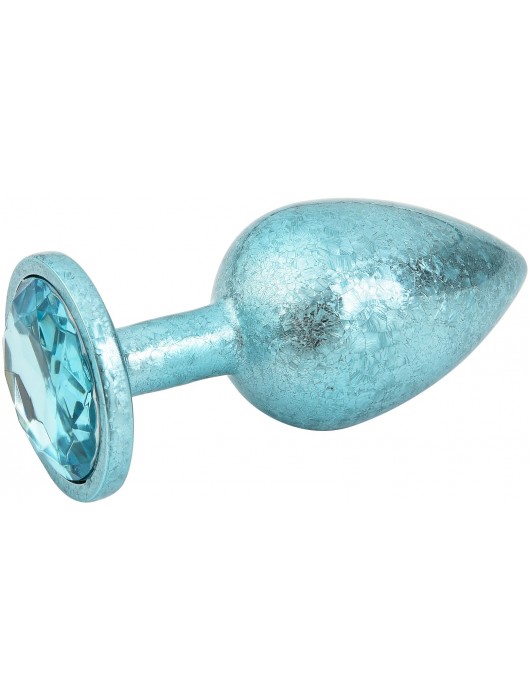 Голубая алюминиевая анальная пробка с кристаллом - 6 см. - Kanikule