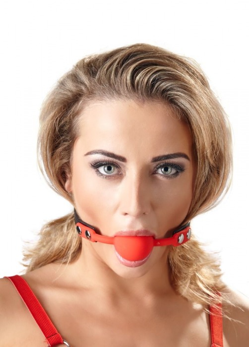 Силиконовый кляп-шар на чёрных ремешках Red Gag silicone - Orion - купить с доставкой в Уссурийске