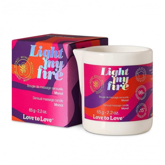 Массажная свеча Light My Fire с ароматом моной - 80 мл. - Love to Love - купить с доставкой в Уссурийске