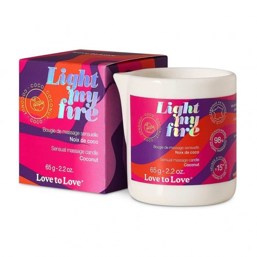Массажная свеча Light My Fire Coconut с ароматом кокоса - 65 гр. - Love to Love - купить с доставкой в Уссурийске