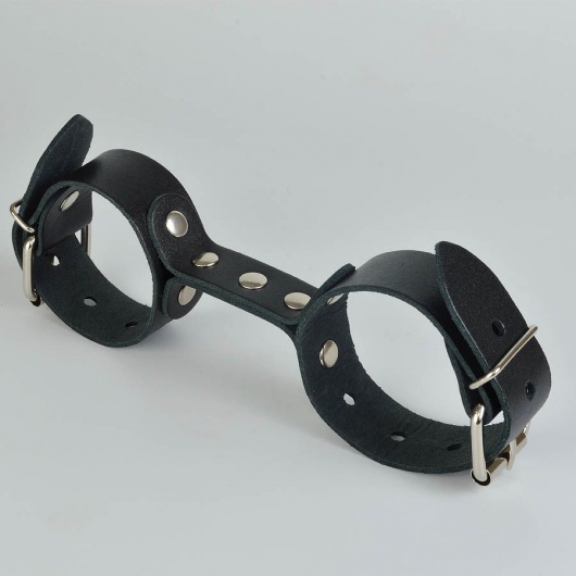 Черные кожаные наручники-фиксатор - Sitabella - купить с доставкой в Уссурийске