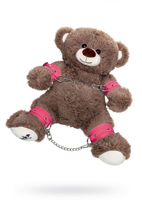 Бондажный набор: бурый мишка с розовыми оковами и наручниками - Pecado - купить с доставкой в Уссурийске
