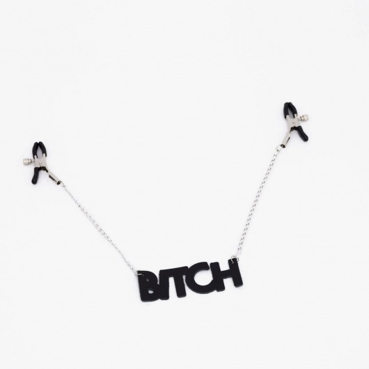 Зажимы на соски с кожаной подвеской Bitch - Crazy Handmade - купить с доставкой в Уссурийске