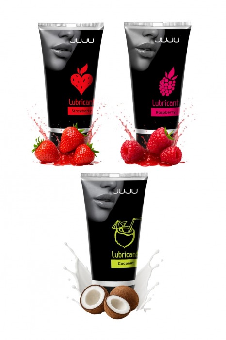 Набор из 3 съедобных лубрикантов JUJU (клубника, малина, кокос) - JuJu - купить с доставкой в Уссурийске