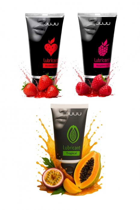 Набор из 3 съедобных лубрикантов JUJU (клубника, малина, тропические фрукты) - JuJu - купить с доставкой в Уссурийске