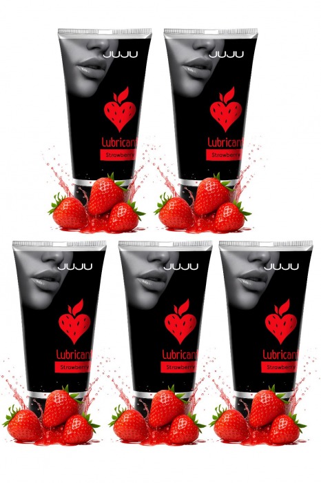 Набор из 5 съедобных лубрикантов JUJU со вкусом клубники - JuJu - купить с доставкой в Уссурийске