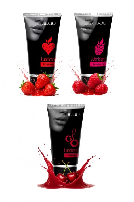 Набор из 3 съедобных лубрикантов JUJU (клубника, малина, вишня) - JuJu - купить с доставкой в Уссурийске