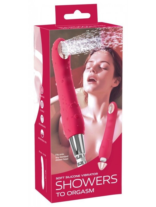 Малиновая насадка на душ с вибрацией Showers to orgasm - 20,1 см. - Orion - купить с доставкой в Уссурийске