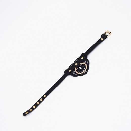 Черный чокер с клепками и золотистой фурнитурой - Crazy Handmade - купить с доставкой в Уссурийске