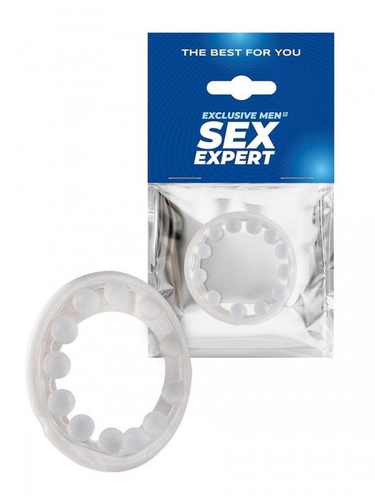 Эрекционное кольцо со стимулирующими шариками на поверхности - Sex Expert - в Уссурийске купить с доставкой