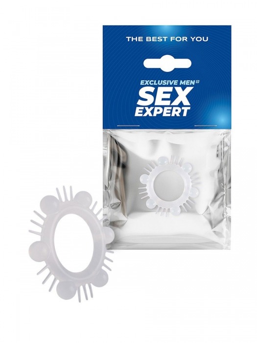 Эластичное эрекционное кольцо с шипиками и шариками - Sex Expert - в Уссурийске купить с доставкой