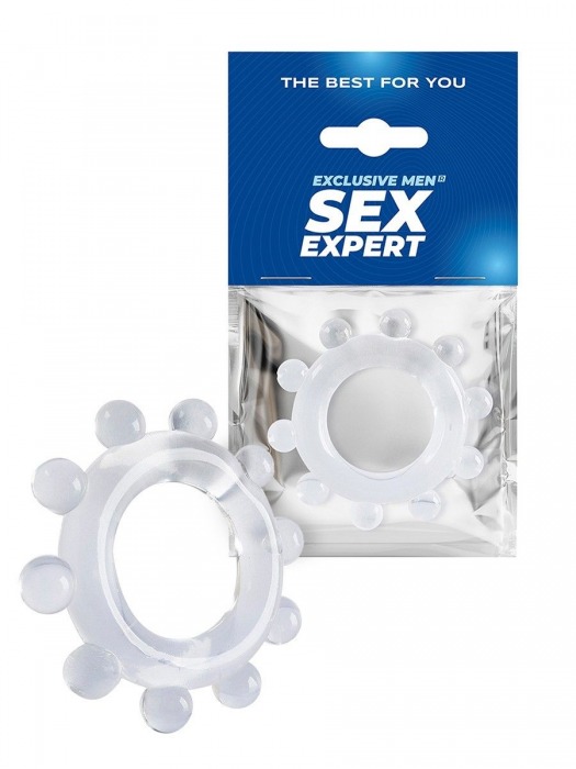 Прозрачное эрекционное кольцо со стимулирующими шариками - Sex Expert - в Уссурийске купить с доставкой