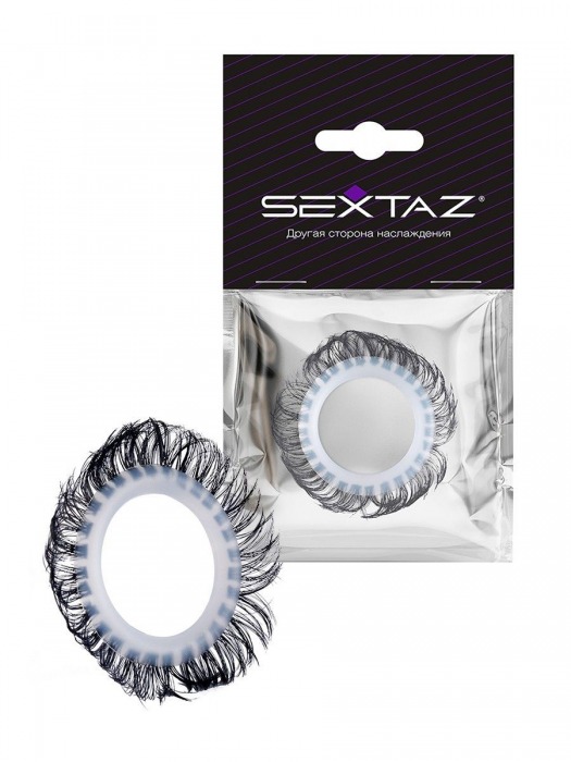Эластичное эрекционное колечко с черными «ресничками» - Sextaz - в Уссурийске купить с доставкой