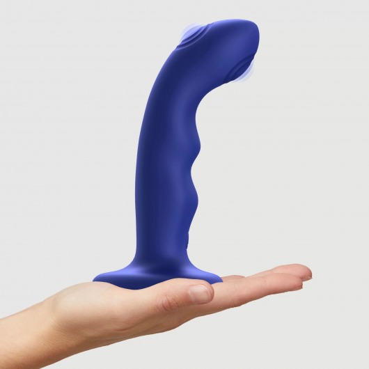 Синяя насадка-стимулятор Strap-On-Me Tapping Dildo Wave - Strap-on-me - купить с доставкой в Уссурийске
