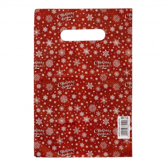 Красный подарочный новогодний пакет с вырубной ручкой (20х30 см) - Сима-Ленд - купить с доставкой в Уссурийске