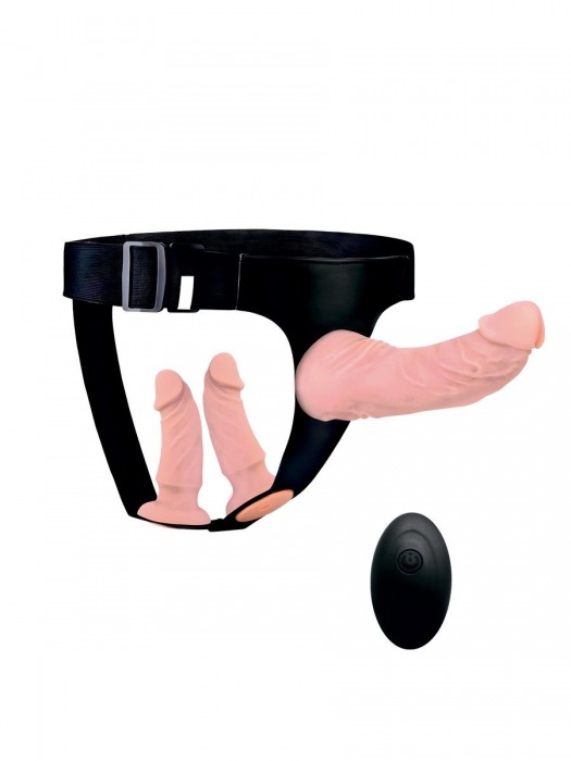 Женский страпон с 3 насадками и вибрацией - Erowoman-Eroman - купить с доставкой в Уссурийске