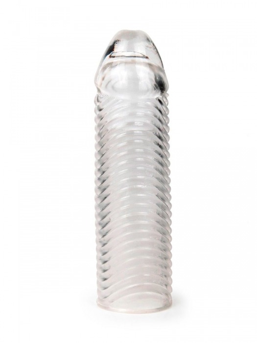 Прозрачная закрытая насадка на пенис с ребрышками - 16 см. - Sex Expert - в Уссурийске купить с доставкой