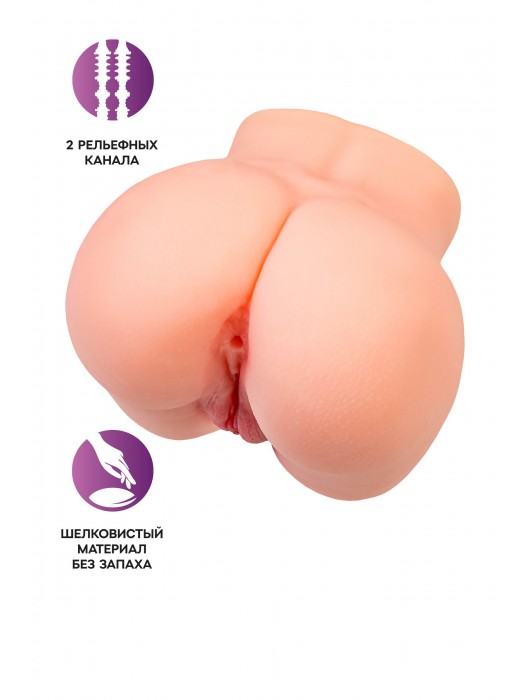 Реалистичный мастурбатор в форме попки с двумя любовными входами - No Name - в Уссурийске купить с доставкой