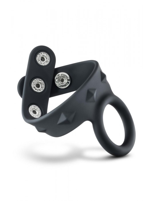 Черное эрекционное кольцо с подхватом мошонки на кнопках VS6 - Blush Novelties - в Уссурийске купить с доставкой