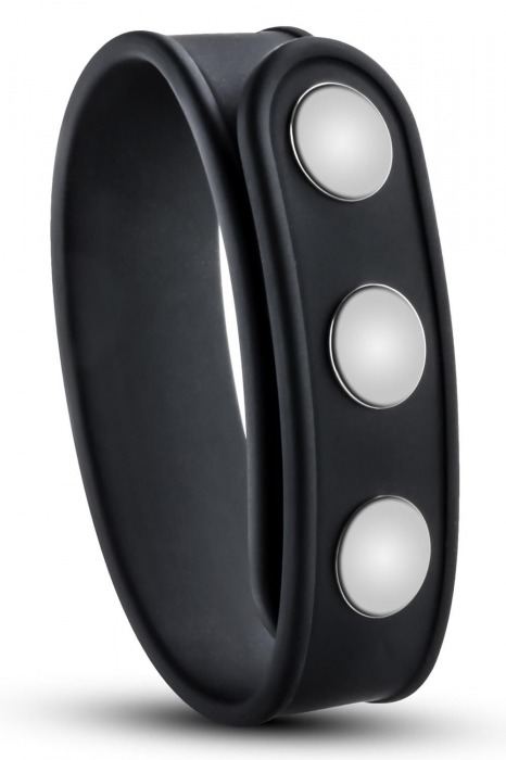 Черное эрекционное кольцо на кнопках - Blush Novelties - в Уссурийске купить с доставкой