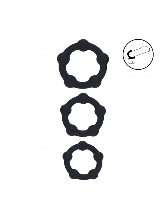 Набор из 3 эрекционных колец Beaded Silicone Cockring Set - Shots Media BV - в Уссурийске купить с доставкой