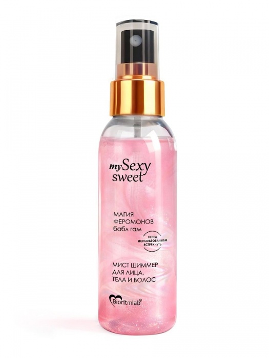 Мист для лица, тела и волос Sexy Sweet с ароматом бабл-гам, шиммером и феромонами - 95 мл. -  - Магазин феромонов в Уссурийске