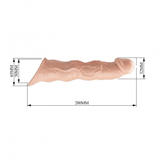 Телесный фаллоудлинитель с 3 вставками - 28 см. - Baile - в Уссурийске купить с доставкой