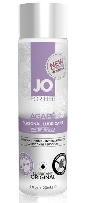 Женский лубрикант на водной основе JO AGAPE LUBRICANT ORIGINAL - 120 мл. - System JO - купить с доставкой в Уссурийске