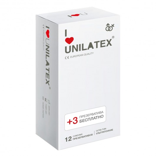 Ультратонкие презервативы Unilatex Ultra Thin - 12 шт. + 3 шт. в подарок - Unilatex - купить с доставкой в Уссурийске