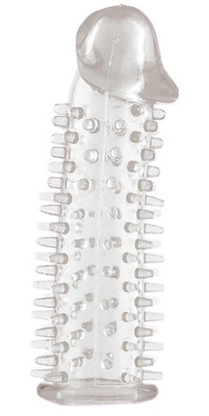 Прозрачная насадка на половой член с закрытой головкой и шипами - 12,5 см. - Toyfa Basic - в Уссурийске купить с доставкой