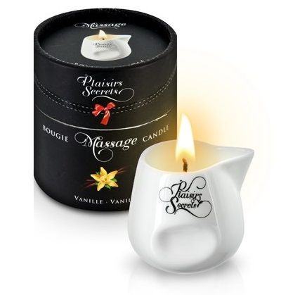Массажная свеча с ароматом ванили Bougie Massage Gourmande Vanille - 80 мл. - Plaisir Secret - купить с доставкой в Уссурийске