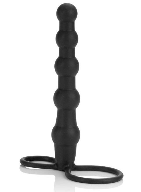 Насадка на пенис для двойного проникновения Silicone Beaded Double Rider - 14 см. - California Exotic Novelties - в Уссурийске купить с доставкой