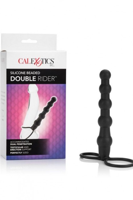 Насадка на пенис для двойного проникновения Silicone Beaded Double Rider - 14 см. - California Exotic Novelties - в Уссурийске купить с доставкой