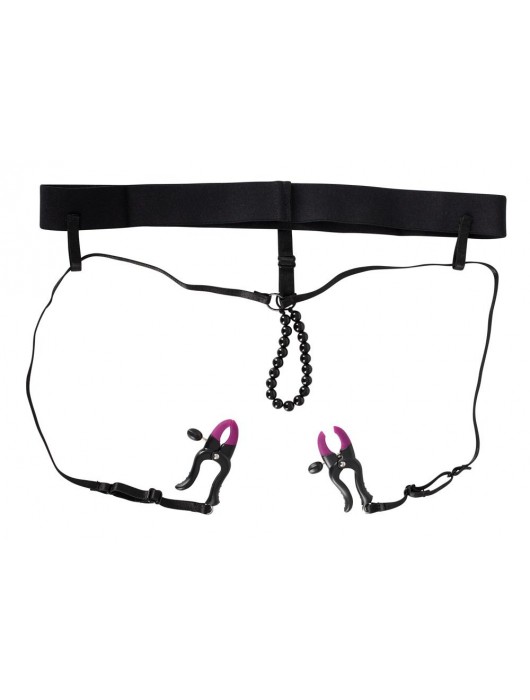 Трусики с зажимами для половых губ и бусинками для массажа промежности - Orion - купить с доставкой в Уссурийске