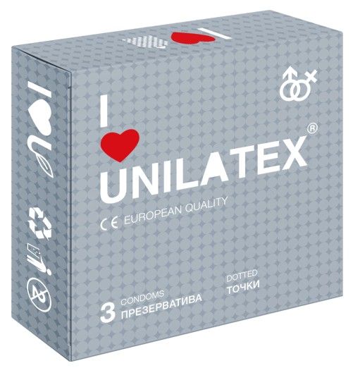 Презервативы с точками Unilatex Dotted - 3 шт. - Unilatex - купить с доставкой в Уссурийске