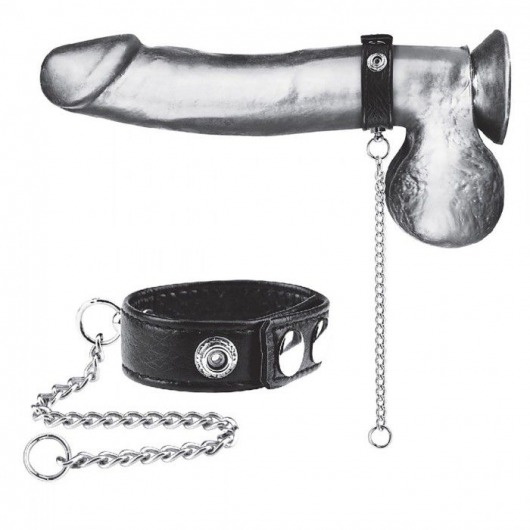 Утяжка на пенис с поводком Snap Cock Ring With 12  Leash - BlueLine - купить с доставкой в Уссурийске