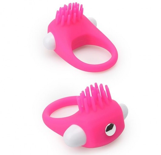 Розовое эрекционное кольцо с щеточкой LIT-UP SILICONE STIMU RING 5 - Dream Toys - в Уссурийске купить с доставкой