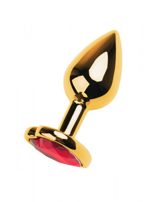 Золотистая анальная пробка с кристаллом-сердцем - 7,5 см. - ToyFa - купить с доставкой в Уссурийске