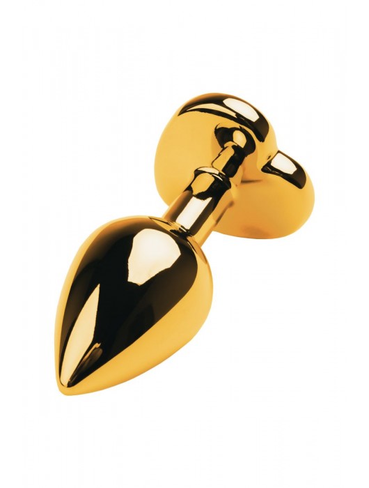 Золотистая анальная пробка с кристаллом-сердцем - 7,5 см. - ToyFa - купить с доставкой в Уссурийске