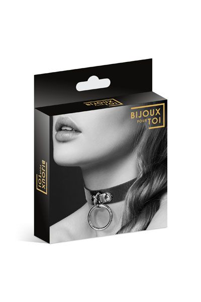 Узенький ошейник из полиуретана с кольцом - Bijoux Pour Toi - купить с доставкой в Уссурийске