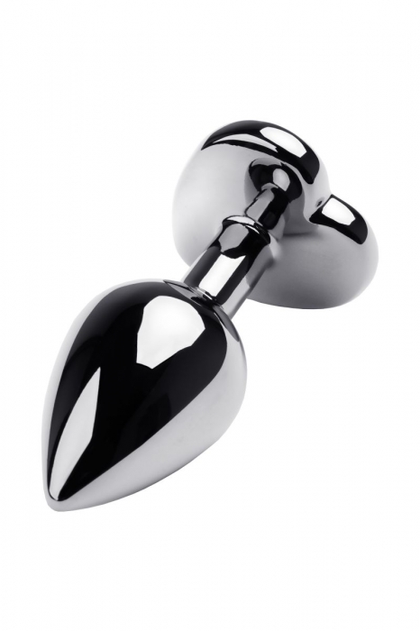 Серебристая анальная пробка с прозрачным кристаллом-сердцем - 8 см. - ToyFa - купить с доставкой в Уссурийске
