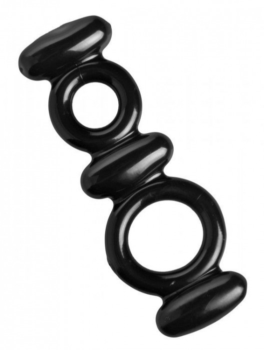 Двойное эрекционное кольцо Dual Stretch To Fit Cock and Ball Ring - XR Brands - в Уссурийске купить с доставкой