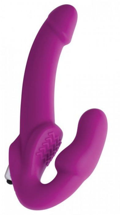 Ярко-розовый безремневой вибрострапон Evoke Vibrating Strapless Silicone Strap-on Dildo - XR Brands - купить с доставкой в Уссурийске