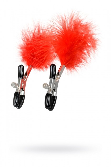 Зажимы для сосков с красным пухом Theatre - ToyFa - купить с доставкой в Уссурийске